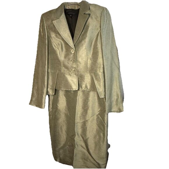 Anne Klein Skirt Suit Size 10 Sage Two Piece Set Viscose silk  Blend - Picture 1 of 10